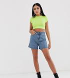 Liquor N Poker Longline Wide Denim Shorts - Blue
