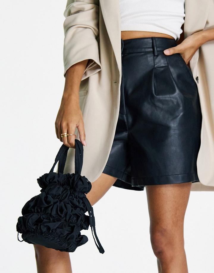 Topshop Ruched Nylon Bucket In Black