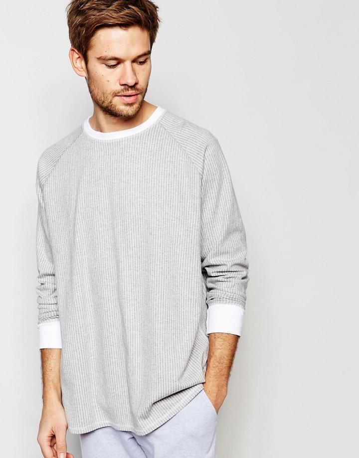 Asos Loungewear Stripe Sweatshirt In Gray