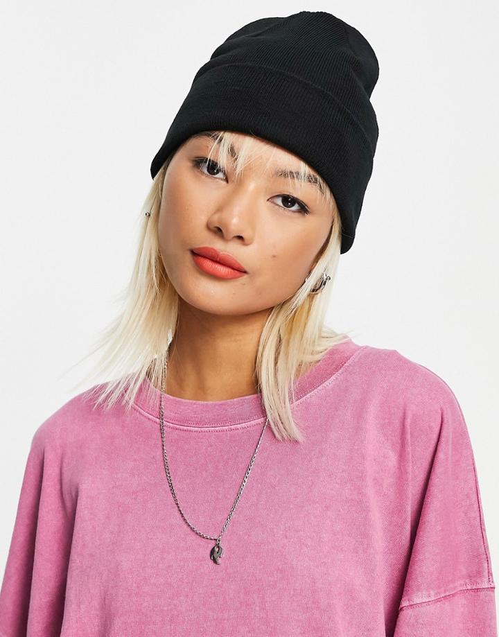 Weekday Hero Recycled Turn Up Beanie In Black