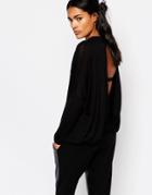 Stitch & Pieces Open Back Sweater - Black