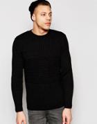 Asos Sweater With Mixed Ribs - Black