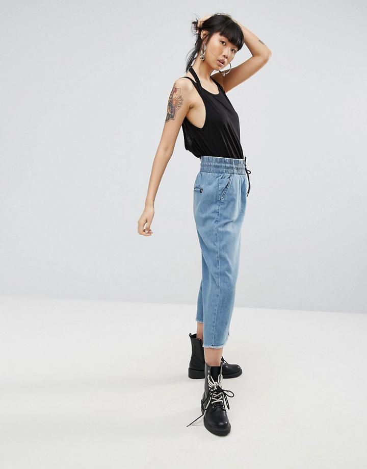 Cheap Monday Flow Cropped Denim Joggers - Blue