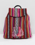 Asos Beach Mini Festival Stripe Backpack - Pink