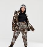 Asos 4505 Curve Ski Mix And Match Pants In Super Slim Fit In Leopard Print-multi