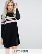 Asos Petite Knitted Swing Dress With Stripe - Multi
