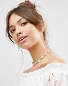 Asos Faux Pearl & Flower Choker Necklace - Gold