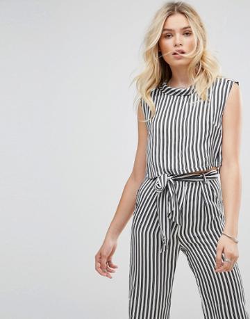 None The Richer Kate Silk Blend Crop Top - White