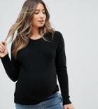 Asos Maternity Sweater In Fluffy Yarn With Crew Neck - Black