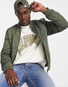 New Look Lightweight Bomber Jacket In Khaki-green