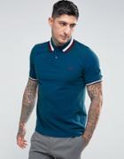 Fred Perry Slim Fit Textured Large Tipped Polo In Blue - Blue