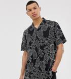 Asos Design Tall Oversized Shirt In Pineapple Print In Black