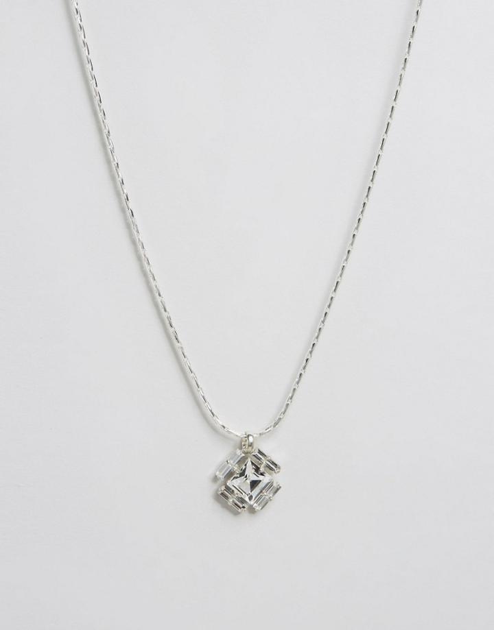 Krystal Swarovski Crystal Square Caged Pendant Necklace - Silver