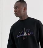 Asos Design Tall Oversized Sweatshirt With City Scape Print - Black