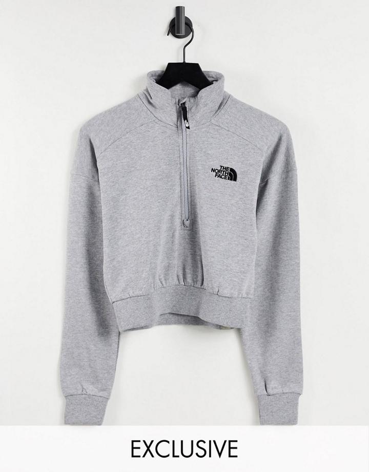 The North Face 1/4 Zip Fleece In Gray Exclusive At Asos-grey