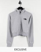 The North Face 1/4 Zip Fleece In Gray Exclusive At Asos-grey