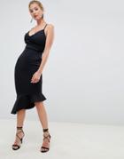 Asos Design Fuller Bust Scuba Cami Pephem Midi Dress-black