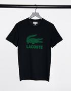 Lacoste Large Croc Logo Tee In Black