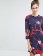 Sportmax Code Vinci Floral Print Dress - 003 Ultramarine