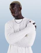 Asos Design Plush Cable Knit Sweater In Ecru-white