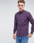 Fred Perry Marl Gingham Shirt In Burgundy - Red