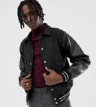 Heart & Dagger Varsity Bomber Jacket In Wool Mix - Black