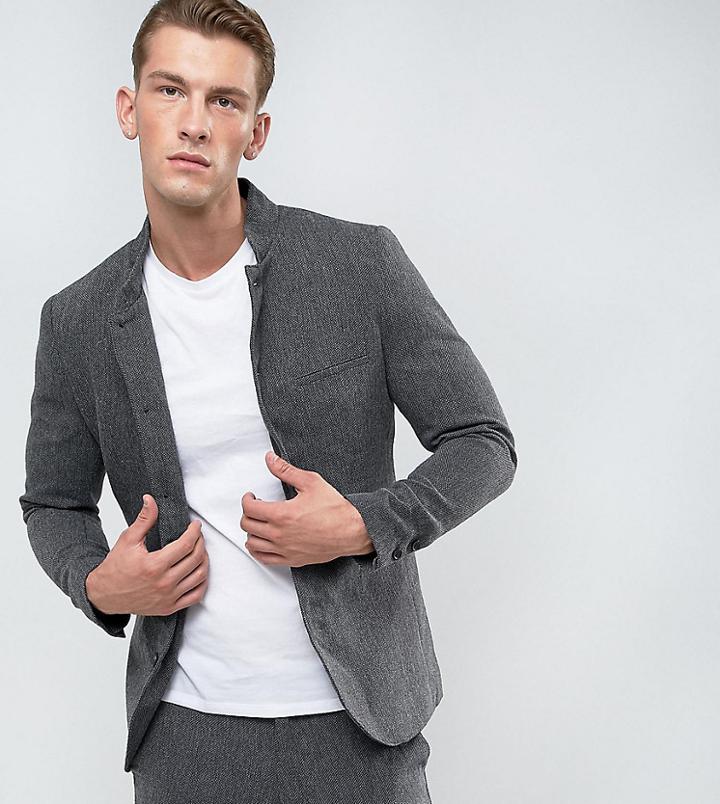 Only & Sons Slim Mandarin Collar Blazer - Gray