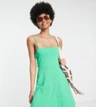 Asos Design Tall Mini Strappy Sundress With Tie Back In Bright Green