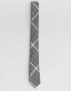 Asos Design Slim Tie In Check - Gray