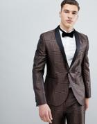 Next Skinny Fit Geometric Suit Jacket In Bronze - Gold