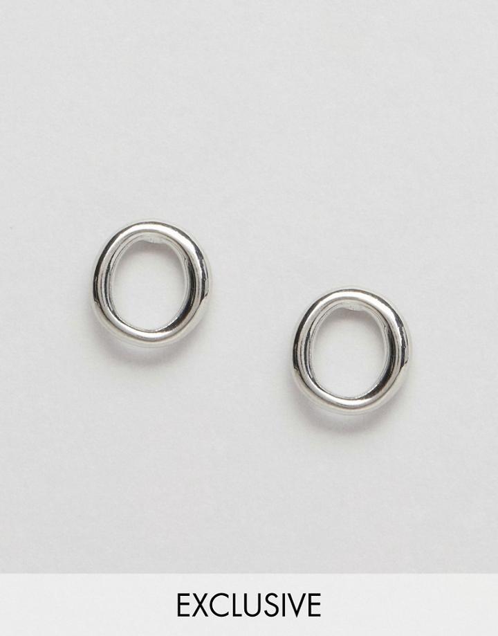 Designb London Open Circle Stud Earrings - Silver