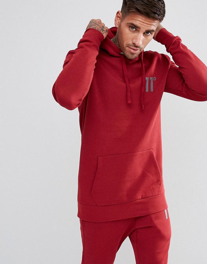 11 Degrees Hoodie In Red - Red