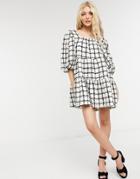 Sister Jane Mini Smock Dress In Ivory Tweed-white