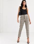 Vero Moda Checked Button Front Tapered Pants-multi