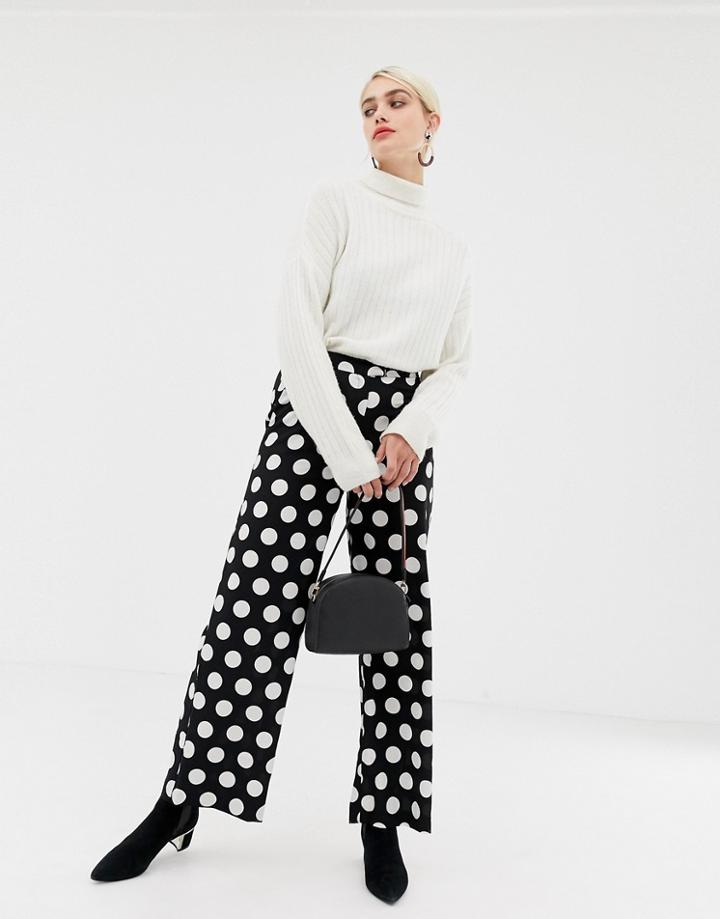 Selected Frosa Polka Dot Wide Leg Pants - Black