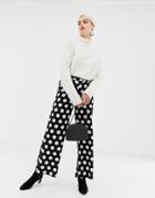 Selected Frosa Polka Dot Wide Leg Pants - Black