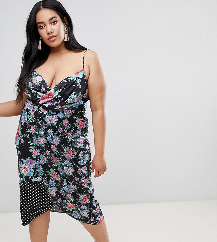 Asos Design Curve Mixed Print Midi Dress - Multi