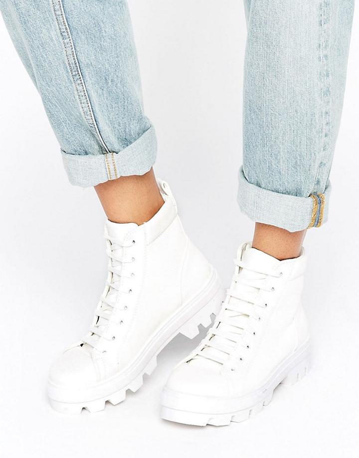 Asos Abbith Lace Up Boots - White