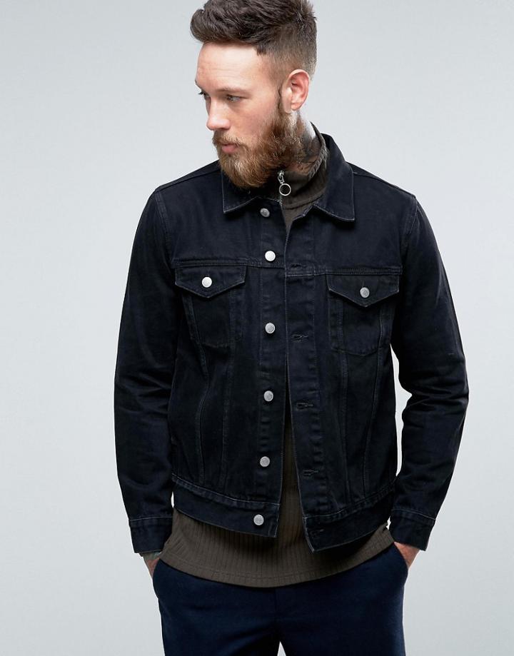 Weekday Single Denim Jacket Glory Black - Black