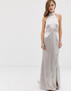 Asos Edition Halter Maxi Dress With Fishtail - Cream