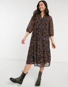 Vero Moda V-neck Midi Smock Dress In Ditsy Floral-multi