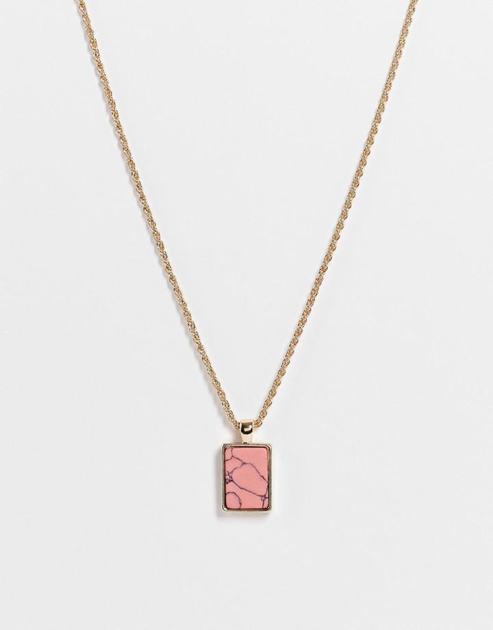 Icon Brand Semi Precious Rectangle Pendant In Gold