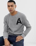 Jack And Jones Premium Crew Neck Sweat With Chest Print - Gray