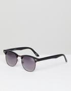Asos Retro Sunglasses In Black With Chocolate Metal Details - Black