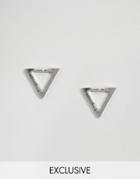 Reclaimed Vintage Triangle Hoop Earrings - Silver