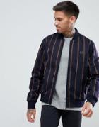 Fred Perry Stripe Bomber In Navy - Navy