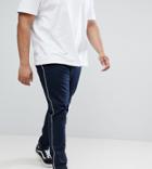 Asos Design Plus Skinny Chinos In Navy With White Piping - Navy