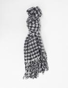 Asos Design Long Fluffy Houndstooth Scarf In Mono-multi