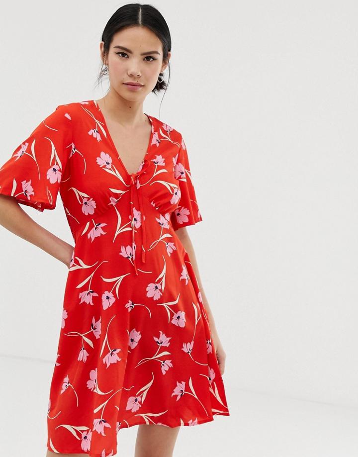 Influence Floral Tea Dress-red