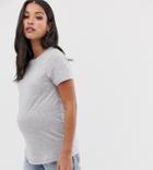 Asos Design Maternity Crew Neck T-shirt In Gray Marl - Gray